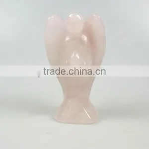 Natural Light Color Rose Quartz Angel Carving for Wholesale thumbnail-1