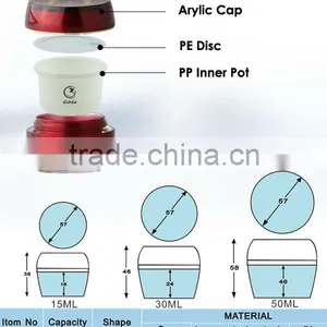 50ml 30ml Acrylic Gold Plastic Cosmetic Jars thumbnail-2