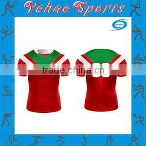 Quality Cheap Rugby Jersey Design Red Color and Green thumbnail-1