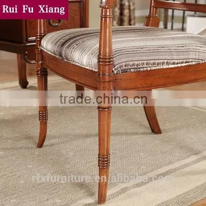 American Country Style Solid Wood Frame Chair With Chenille Fabric Finish for Dining AH-208 thumbnail-3