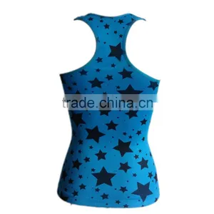 OEM Service Star Print Top Sports Women Tank Top Running Vest thumbnail-2