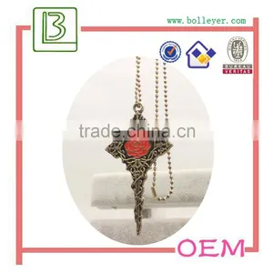 Designer Inspired Open Heart Shaped Key Pendant and Necklace Polished Antique Brass Tone thumbnail-1