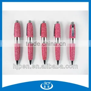 Pink Leather Short Barrel Metal Ballpoint Pen Gift Mini Pen thumbnail-1