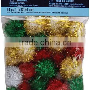 Christmas Decoration Tinsel Glitter Pom Poms 1" 24/Pkg thumbnail-1