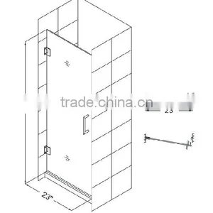 Chrome Hardware Frameless Shower Door 3/8" Clear Glass thumbnail-6
