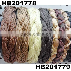Plastic Headband Braided Human Hair Wigs With Attached Hair thumbnail-6