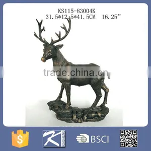 Resin Walking Deer With Antlers Figurine Statue Decorative thumbnail-1
