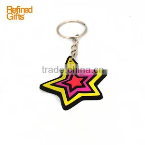 Wholesale 2D Custom Hot Selling Shiny Star Shape Soft PVC Rubber Keychain thumbnail-1