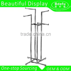 Heavy Duty 4-Way Stand-up Clothes Display Rack Stand With Straight Arms and Square Tubing thumbnail-1