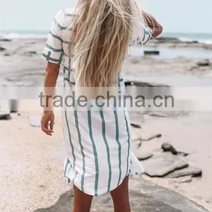 2016 Ladies Stripe Overcoat Women Long Top and Beach Wear thumbnail-5