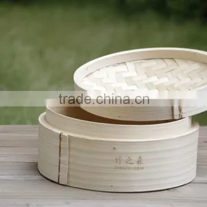 Various Printed 12 Inch Bamboo Steamer One Layer One Lid thumbnail-6