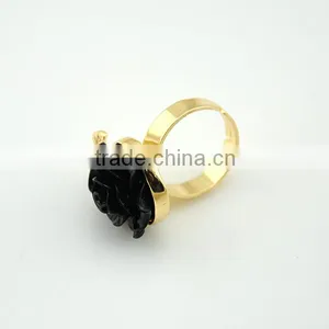 Wholesale Fashion Crystal Gold Ring With Resinl Flower thumbnail-6