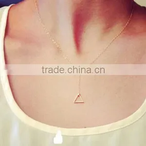 2016 Hot Double Triangle Shaped Necklace Jewelry for Women and Girls thumbnail-2