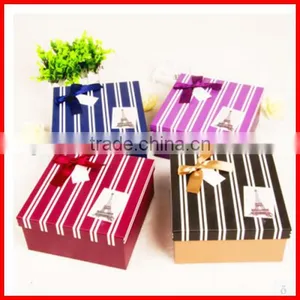 Commercial Style Various Color Solid Custom Paperboard Gift Packaging Box With Bow Wholesale thumbnail-1