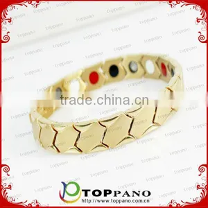 Custom Engraved Stainless Steel Bracelet High Quality Gold Plated Magnetic Energy Metal Bracelet China Supplier thumbnail-1