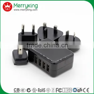 US AU EU UK Plug Four Port Usb Wall Plug Charger for Cellphone thumbnail-5