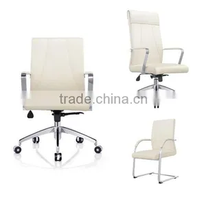 Ergonomic Swivel/Tilt White Chair Leather With Wheels thumbnail-1