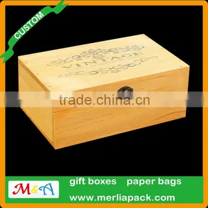 DIY Crafts Wood Chest Box Hinged Metal Clasp Rectangle Memorable Box thumbnail-4