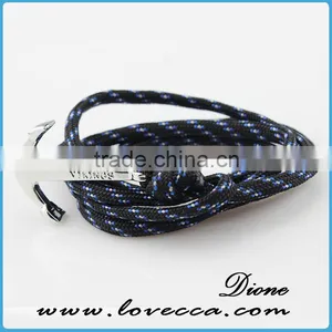 Wholesale Fashion Nylon Rope Silver Anchor Bracelet thumbnail-6