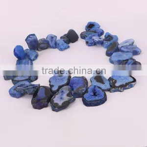 Dark Blue Agate Stone Druzy Beads - Agate Connector Stones For Jewelry Making thumbnail-1