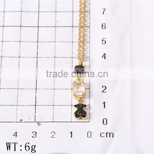 Guangzhou Biggest Wholesale Fashionable Black Bear Pendant Gold Plated Chain Necklace thumbnail-2