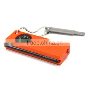LED Travel Survival Flint Stone Fire Starter Lighter Camping Hiking Tools With Compass Compass thumbnail-2