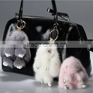 Adorable Rabbit Fur Bag Charm thumbnail-4