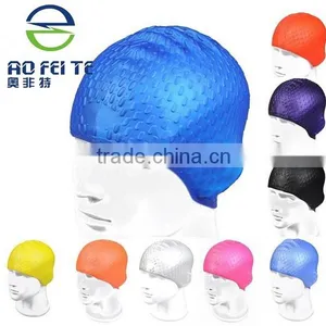 2015 Hot Sell Unisex Waterproof Elastic Diving Silicone Bathing Cap Swimming Hat thumbnail-1