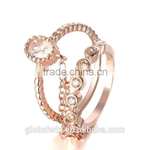 FR024B Wholesale 925 Silver Jewelry Thailand 18 K Gold Plated Double Finger Ring Jewellery With Chain thumbnail-2