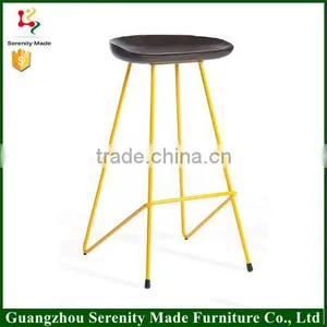 2016 Hot Sale Modern Design Replica Furniture Wooden Seat Metal Legs Bar Stool High Chair Supplier for Sale thumbnail-1