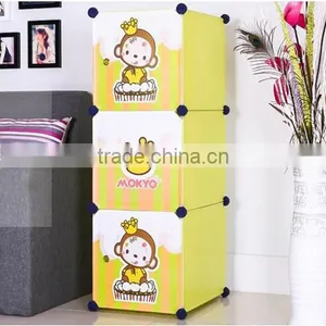 Plastic Storage Cabinet Kids Bedroom Furniture, Kids Plastic Wardrobe Storage Cabinet thumbnail-5
