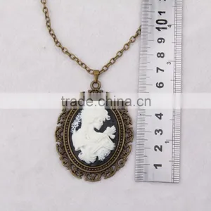 Fashion Jewelry Necklace Steampunk Necklace Skeleton Silhouette Bronze Cameo Pendant 2015 New Made in China Yiwu thumbnail-5