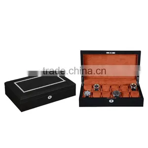 Chinese Factories Wholesale Custom PU 12 Slot Watches Boxes, Leather Black Fashion Beautiful Display Box thumbnail-1