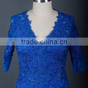 RSE674 Elegant Lace Vintage Royal Blue Mother Of The Bride Evening Dresses thumbnail-3