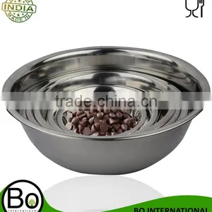 Curved Lip and Flat Base Stainless Steel Mixing / Prep Bowl Kitchen Set, Mirror Finish, 6 Pieces thumbnail-1