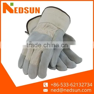 Cow Split Leather Working Canvas Back Gloves thumbnail-1