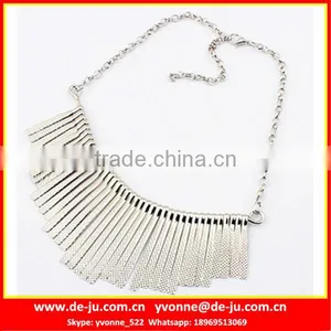 Silver Bib Tassel Chain Necklace thumbnail-1