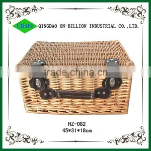 Vintage Handmade Wicker Empty Picnic Hamper thumbnail-1