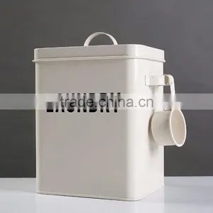 Laundry Powder Storage Box Washing Tablet Retro Metal Container Tin With Scoop thumbnail-2