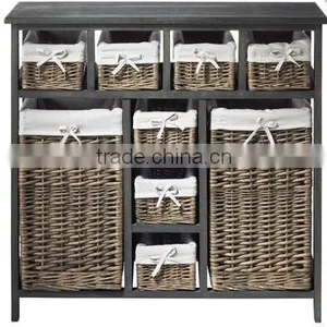 Wooden Bedroom Wall Cabinet With Rattan Drawer thumbnail-1