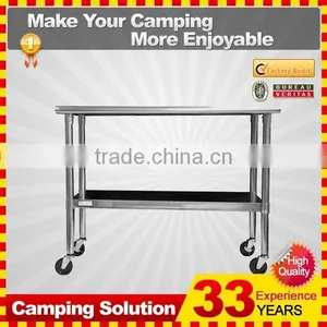 Stainless Steel Work Table With Wheels and Storage thumbnail-1