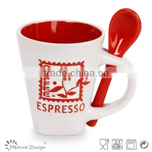 Ceramic Colorful Round Shape Coffee Mug With Spoon thumbnail-1