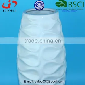 Stylish Design Irregular Wave Glazed White Ceramic Vase, Tall Vase thumbnail-3