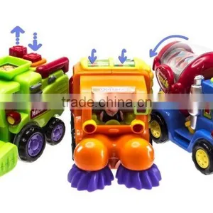 Push and Go Friction Powered Car Toys for Boys - Street Sweeper Truck, Cement Mixer Truck, Harvester Toy Truck thumbnail-3