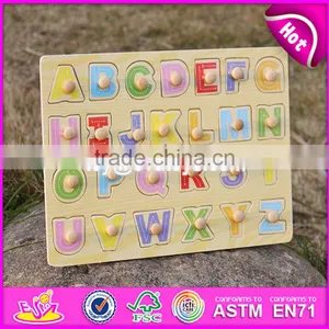 2017 Top Fashion Educational Toddlers Wooden Alphabet Puzzle W14M101 thumbnail-2
