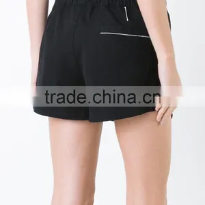 Women Fashion Wholesale Custom Black Cotton Canvas Mini Shorts Pants Guangzhou Apparel Clothing China Manufacturer Hot Shorts thumbnail-3