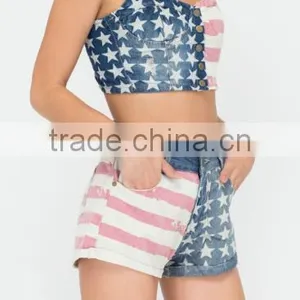 2017 Fashion American Flag Sets Woman Sexi Tops and Panty thumbnail-3
