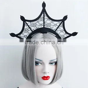 Queen Style Head Hair Hoop,hollow Lace Crown Party Hair Band,holiday Party Halloween Hair Jewelry thumbnail-1