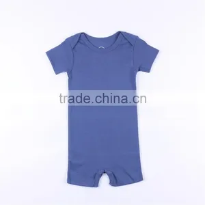 Hot Sale Wholesale Short Sleeve 100% Cotton Baby Jumpsuit Solid Color Baby Rompers Infant Clothes thumbnail-3