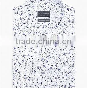Micro Blue Floral Mens Dress Shirt Design Latest Men Shirt thumbnail-1